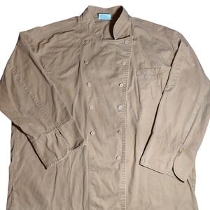 Chef Works Chef Coat Jacket Mens XL Tan Long Sleeve Button Up Cotton